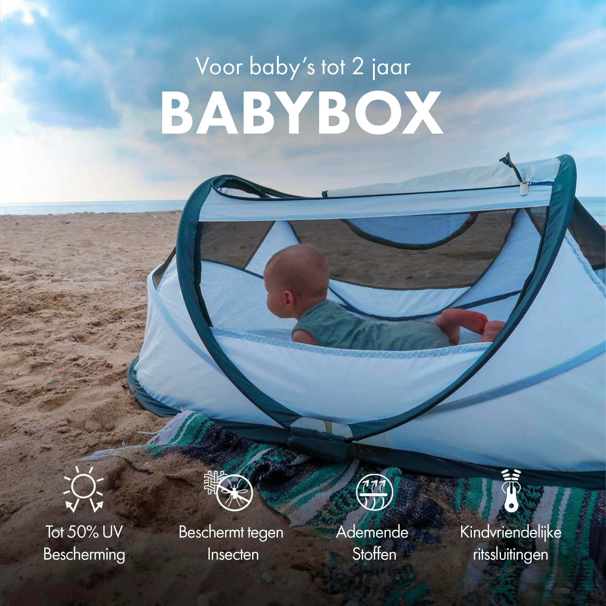 BabyBox baby tentje Campingbedje + matras - Sky Blue - Image 3