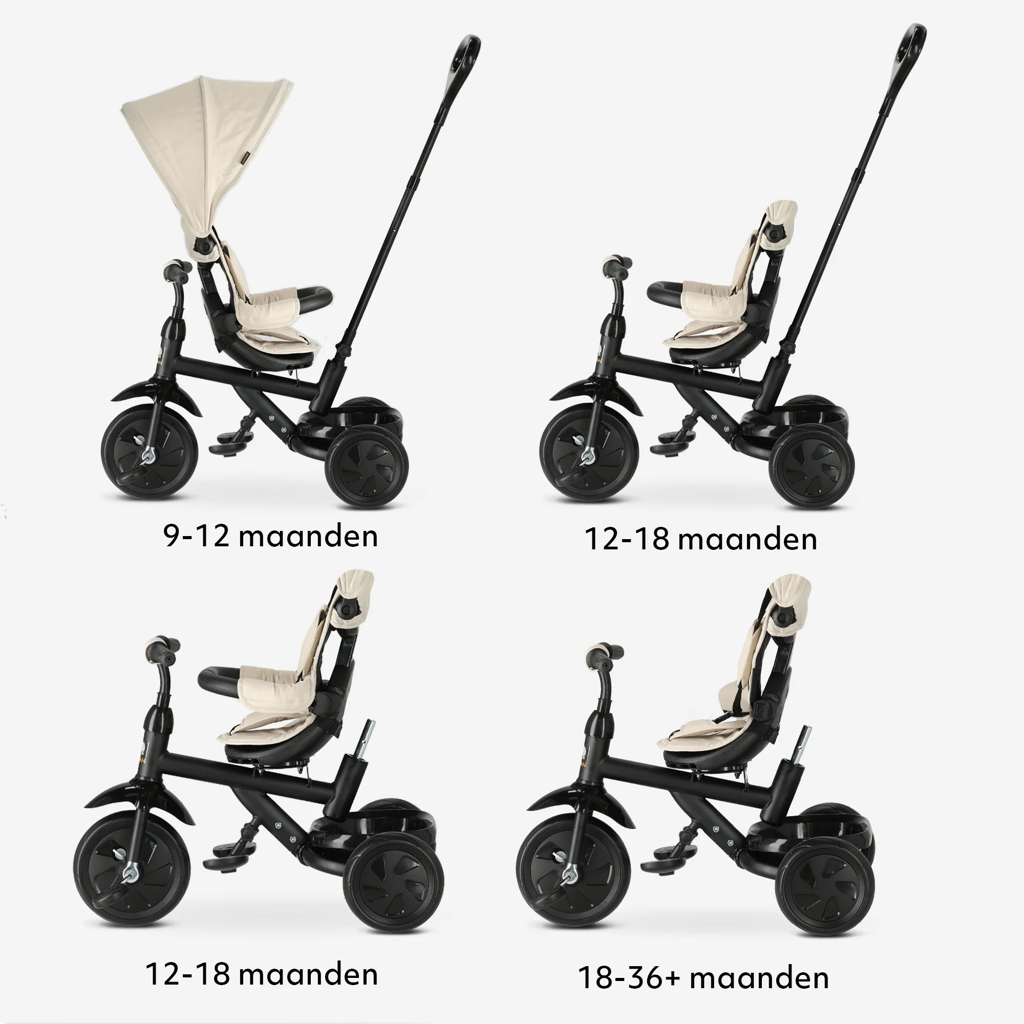 Adventurer Driewieler met duwstang Beige - Image 7