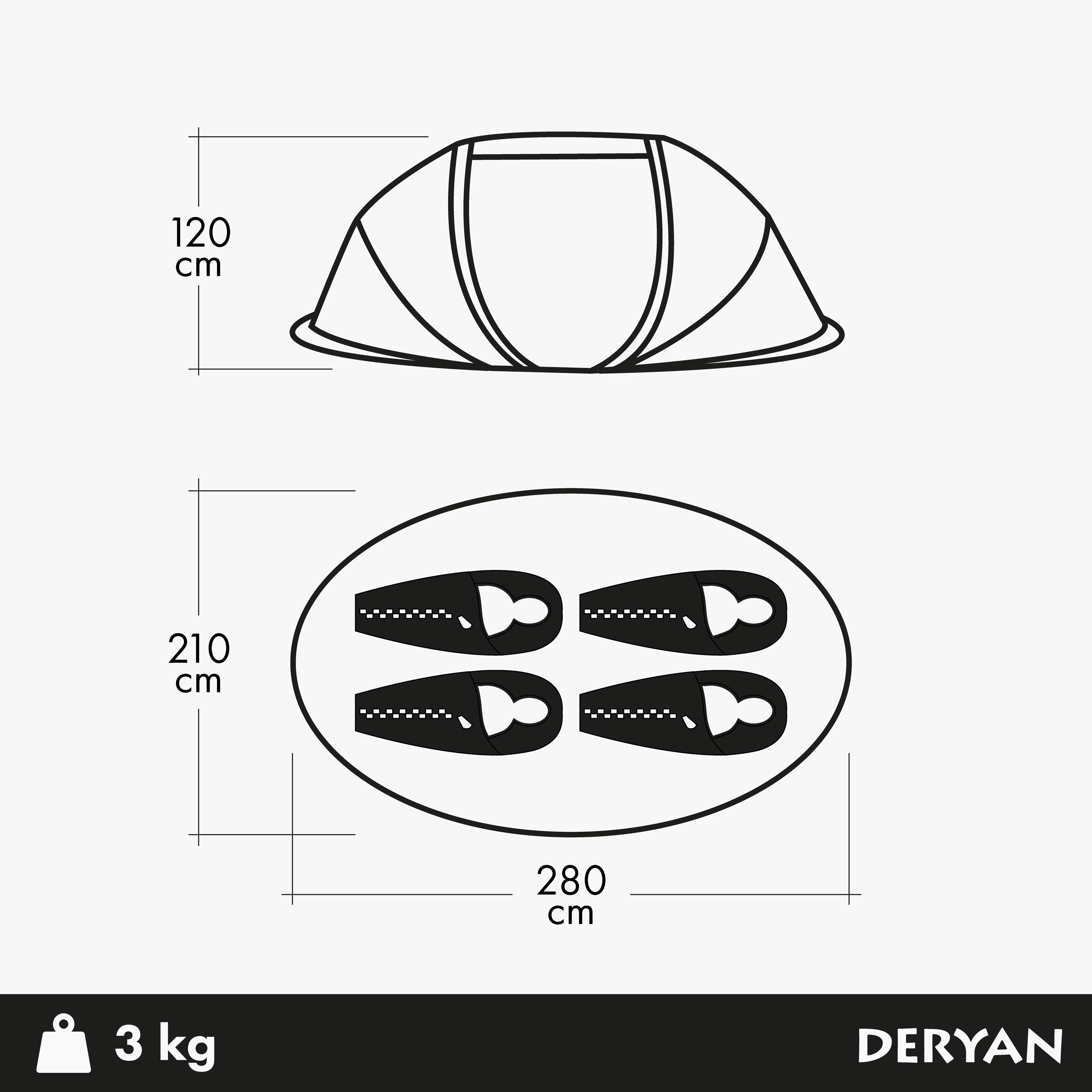 Pop Up Luxe Tent - 2000MM waterkolom - Cream - 4 Persoons - Image 10
